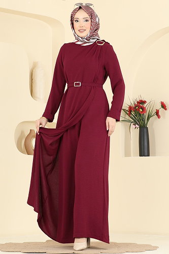 moda selvim بدلة افرول خمري 2893SL432 - Thumbnail