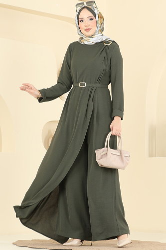 moda selvim Jumpsuit 2893SL432 Khaki - Thumbnail