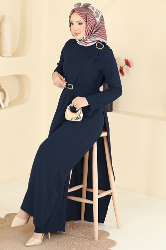 moda selvim Jumpsuit 2893SL432 Navy Blue - Thumbnail