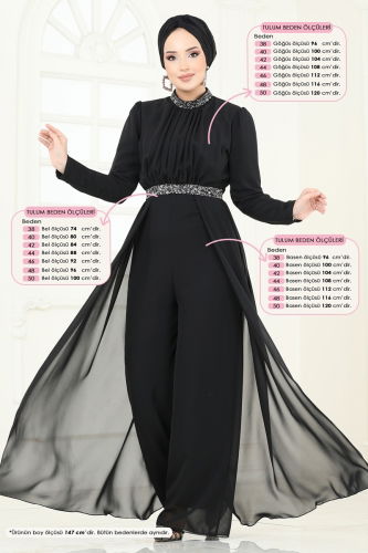 moda selvim Jumpsuit 5006AB368 Black - Thumbnail