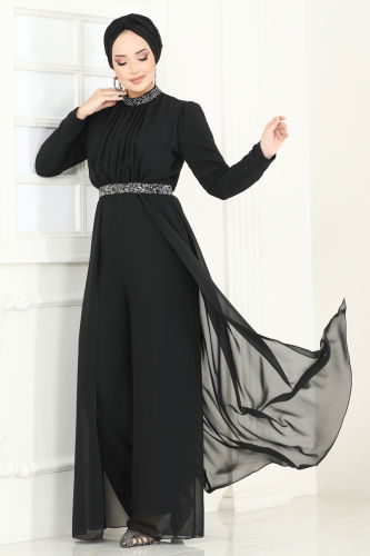 moda selvim Jumpsuit 5006AB368 Black - Thumbnail