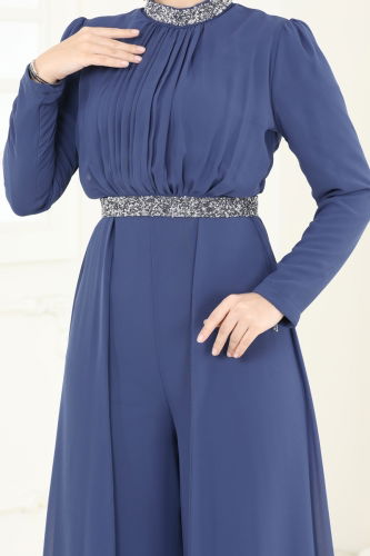 moda selvim Jumpsuit 5006AB368 Indigo - Thumbnail