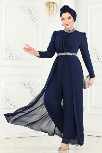 moda selvim Jumpsuit 5006AB368 Navy Blue - Thumbnail