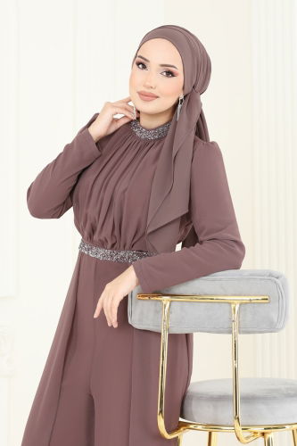 moda selvim بدلة افرول بيج وردي 5006AB368 - Thumbnail