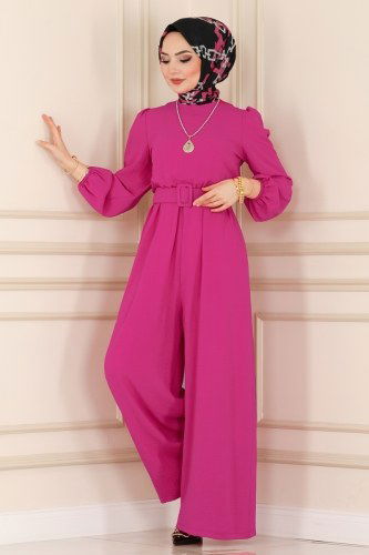moda selvim Jumpsuit 5513AB368 Fuchsia - Thumbnail