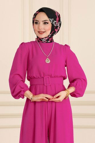 moda selvim Jumpsuit 5513AB368 Fuchsia - Thumbnail
