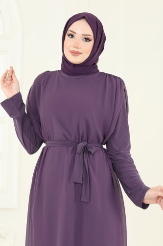 moda selvim Jumpsuit 5686EDF311 Dark Lilac - Thumbnail