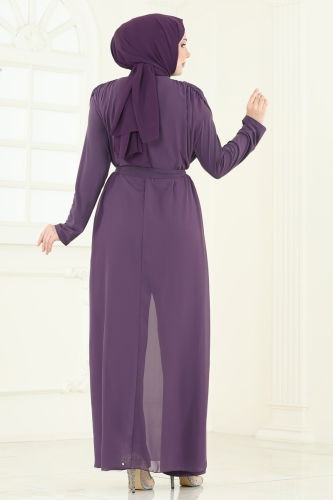 moda selvim Jumpsuit 5686EDF311 Dark Lilac - Thumbnail