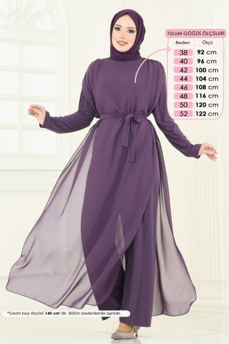 moda selvim Jumpsuit 5686EDF311 Dark Lilac - Thumbnail