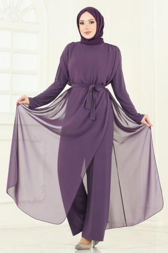moda selvim بدلة افرول ليلكي غامق 5686EDF311 - Thumbnail