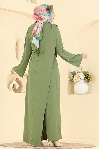 moda selvim Jumpsuit 6315BSK463 Almond Green - Thumbnail