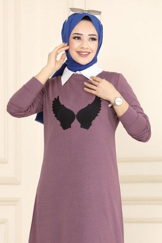 moda selvim Kanat Baskılı Spor Takım 1212ASY563 Lila - Thumbnail