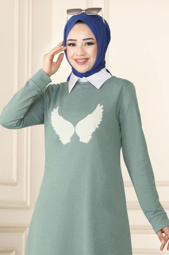 moda selvim Kanat Baskılı Spor Takım 1212ASY563 Mint - Thumbnail