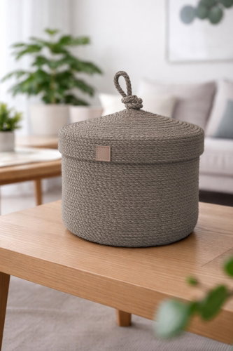 B.L.H. - Kapaklı Örgülü Sepet 8516BLH1197 Antrasit