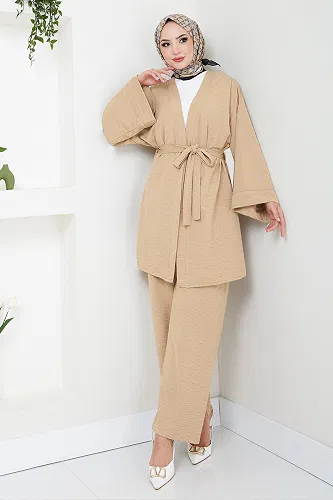 moda selvim Kapitone Detaylı Üçlü Takım 1814LNA1042-M Vizyon - Thumbnail