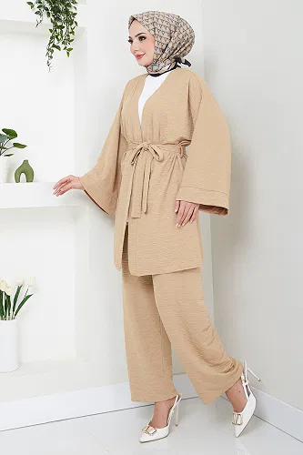 moda selvim Kapitone Detaylı Üçlü Takım 1814LNA1042-M Vizyon - Thumbnail