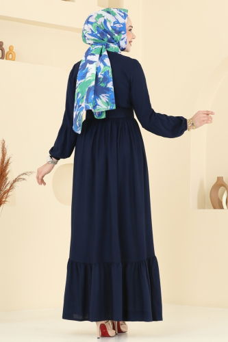 moda selvim Kaplama Kemerli Elbise 7123BG354 Laci - Thumbnail