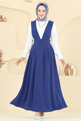 moda selvim Kaplama Kemerli Jile Takım PL9152 İndigo - Thumbnail