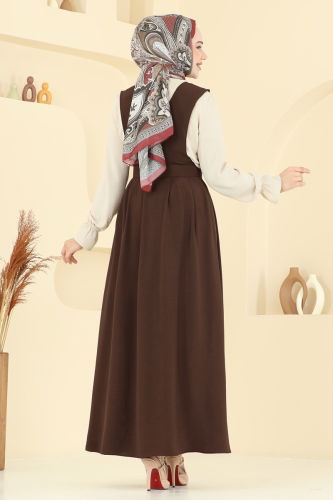 moda selvim Kaplama Kemerli Jile Takım PL9152 Kahve - Thumbnail