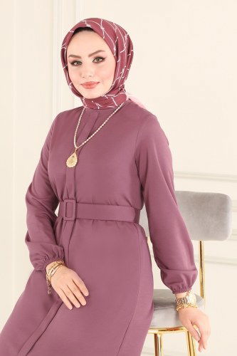 moda selvim Kaplama Kemerli Mira Takım 1700SH396 Lila - Thumbnail