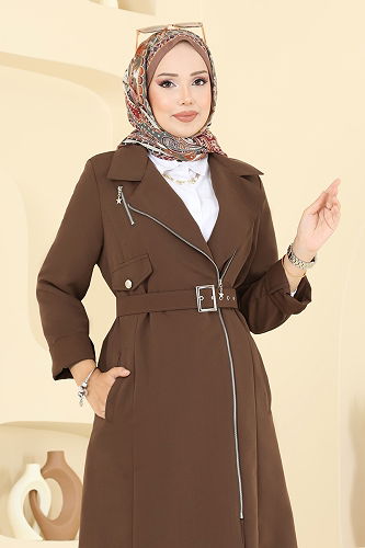 moda selvim Kaplama Kemerli Torino Kap 2718SL432 Kahve - Thumbnail