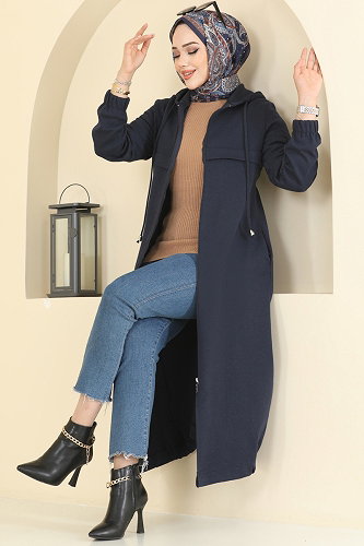 moda selvim Kapşon Detaylı Tivit Kap 462DVL817 Laci - Thumbnail
