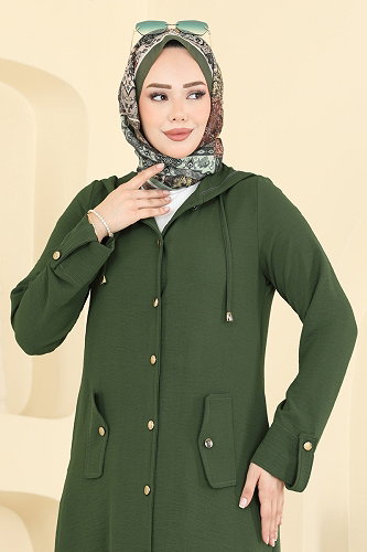 moda selvim Kapşonlu Rahat 2 li Takım 3745YMC1171 Haki - Thumbnail