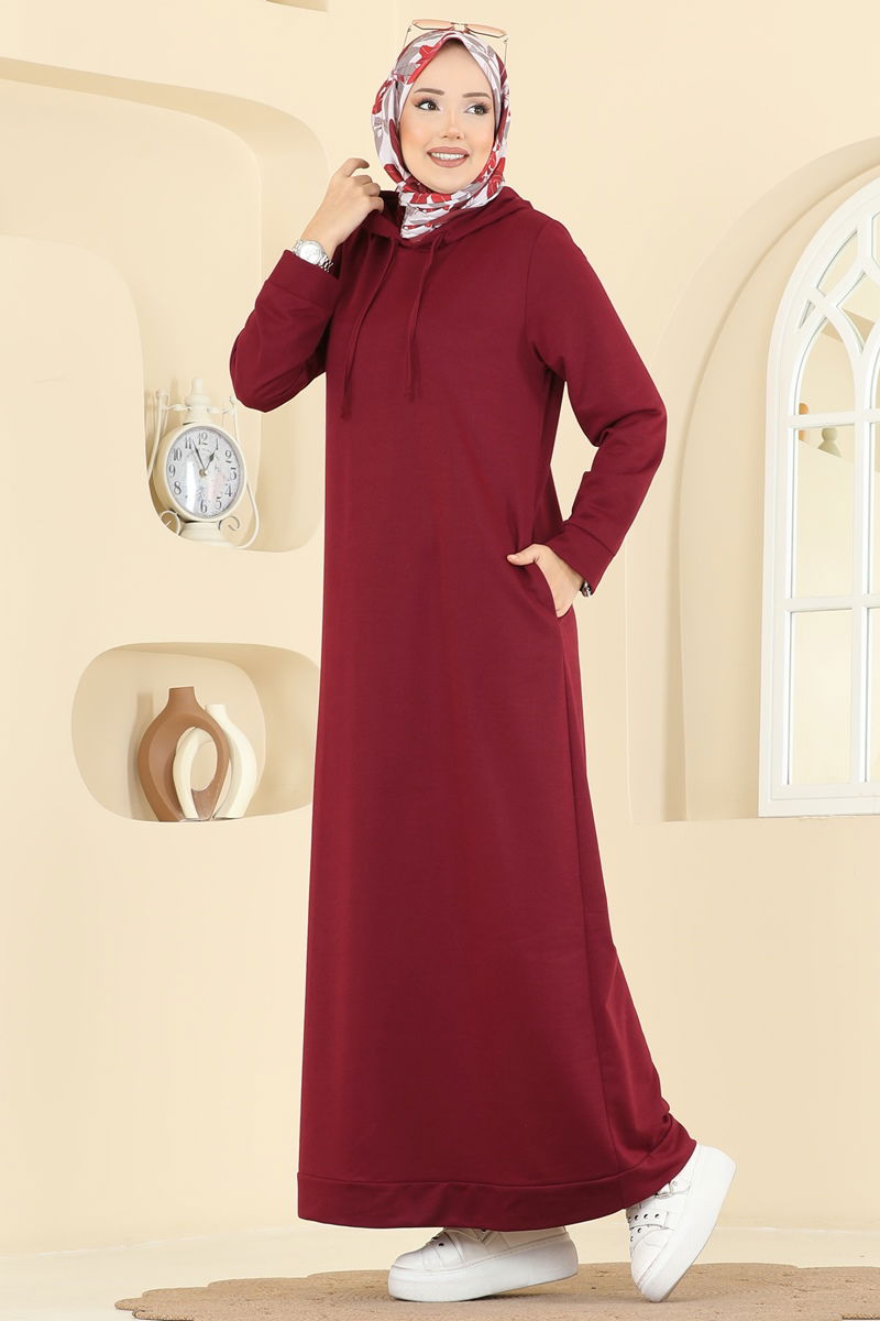 Kapşonlu Spor Elbise 5042UZ662 Bordo