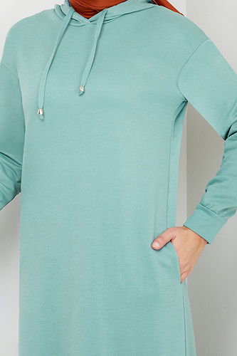 moda selvim Kapşonlu Spor Elbise 6001ZNK903-M Mint - Thumbnail