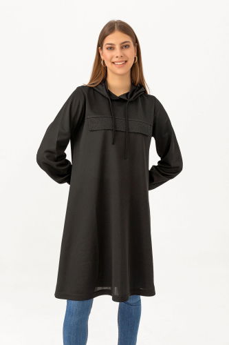 MRV T.F.S. - Kapşonlu Spor Tunik TFS3515-M Siyah