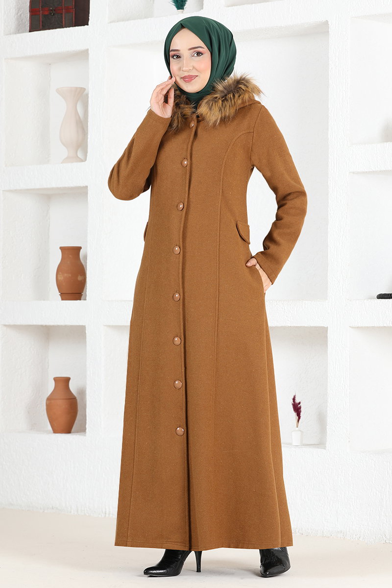 Kapşonu Kürklü Kaban MSL3039-M Taba