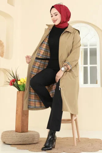 Z.R.F. - Kapüşon Detaylı Bondit Trençkot 5533ZRF469 Vizyon