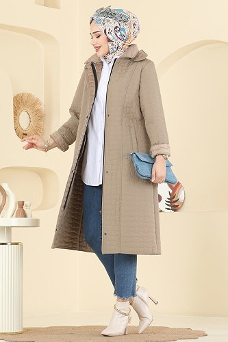 moda selvim Kapüşon Detaylı Kapitone Kap 1162OZT1013 Vizyon - Thumbnail