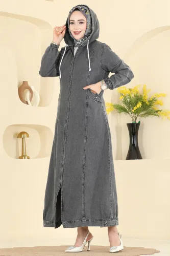 O.R.G. - Kapüşon Detaylı Kot Ferace 1417ORG1169 Gri Kot