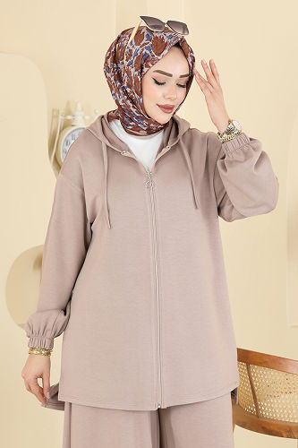 moda selvim Kapüşon Detaylı Modal Takım 2602ERK1158 Vizyon - Thumbnail
