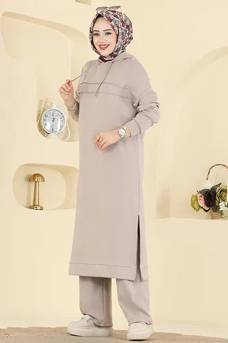 moda selvim Kapüşon Detaylı Modal Takım 2603ERK1158 Vizyon - Thumbnail