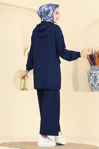moda selvim Kapüşon Detaylı Pantolonlu Takım 3258HBS856 Açık Laci - Thumbnail
