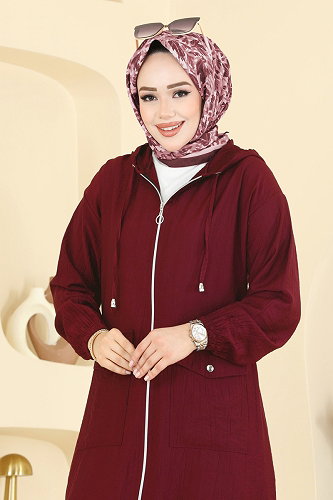 moda selvim Kapüşon Detaylı Pantolonlu Takım 3258HBS856 Bordo - Thumbnail