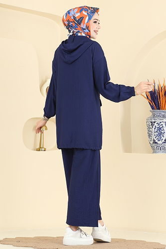 moda selvim Kapüşon Detaylı Pantolonlu Takım 3258HBS856 Laci - Thumbnail