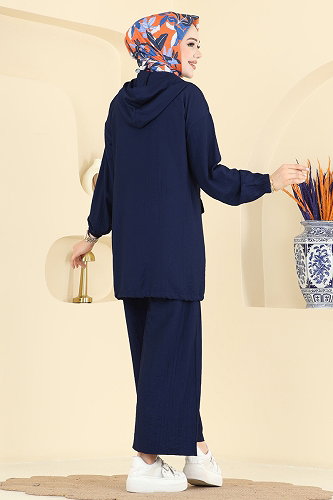 moda selvim Kapüşon Detaylı Pantolonlu Takım 3258HBS856 Laci - Thumbnail