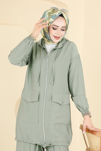 moda selvim Kapüşon Detaylı Pantolonlu Takım 3258HBS856 Mint - Thumbnail