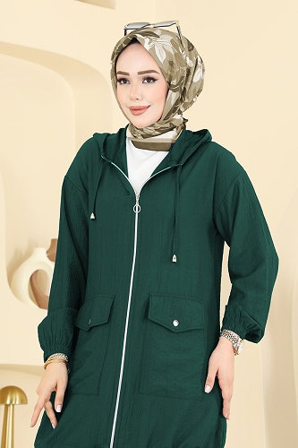 moda selvim Kapüşon Detaylı Pantolonlu Takım 3258HBS856 Zümrüt - Thumbnail