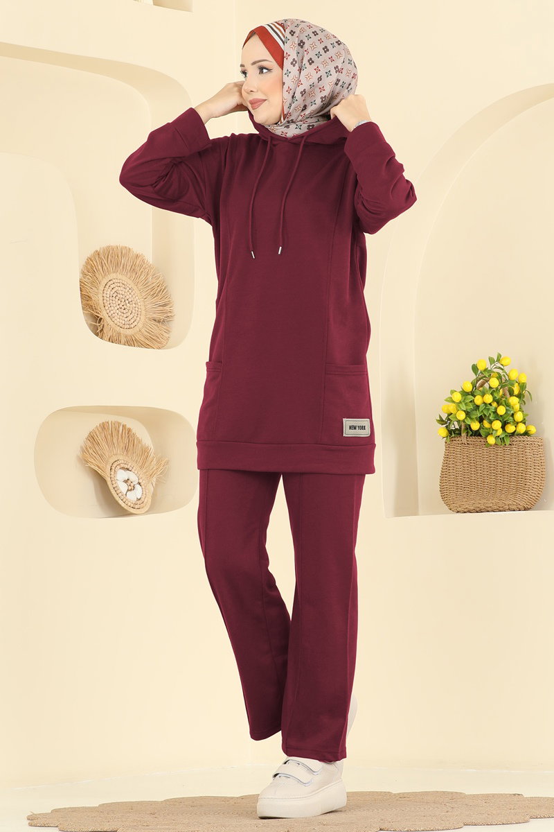 Kapüşon Detaylı Spor Takım 1002ETT926 Bordo