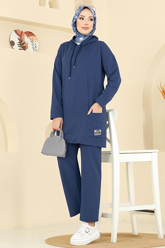 moda selvim Kapüşon Detaylı Spor Takım 1002ETT926 Laci - Thumbnail