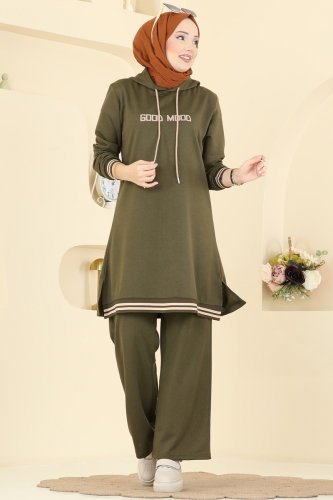 P.R.M. - Kapüşonlu 2 li Günlük Takım 716PM271 Haki