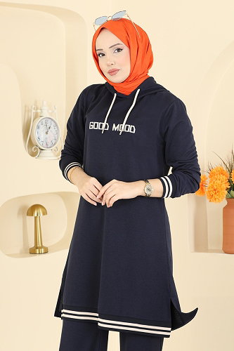 moda selvim Kapüşonlu 2 li Günlük Takım 716PM271 Laci - Thumbnail