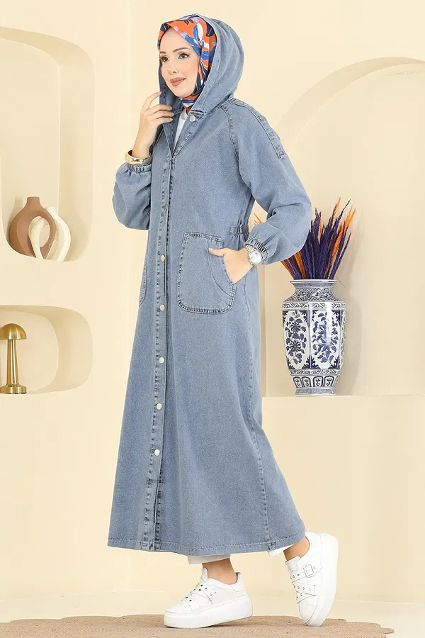 O.R.G. - Kapüşonlu Kot Kap 1352ORG1169 Açık Kot