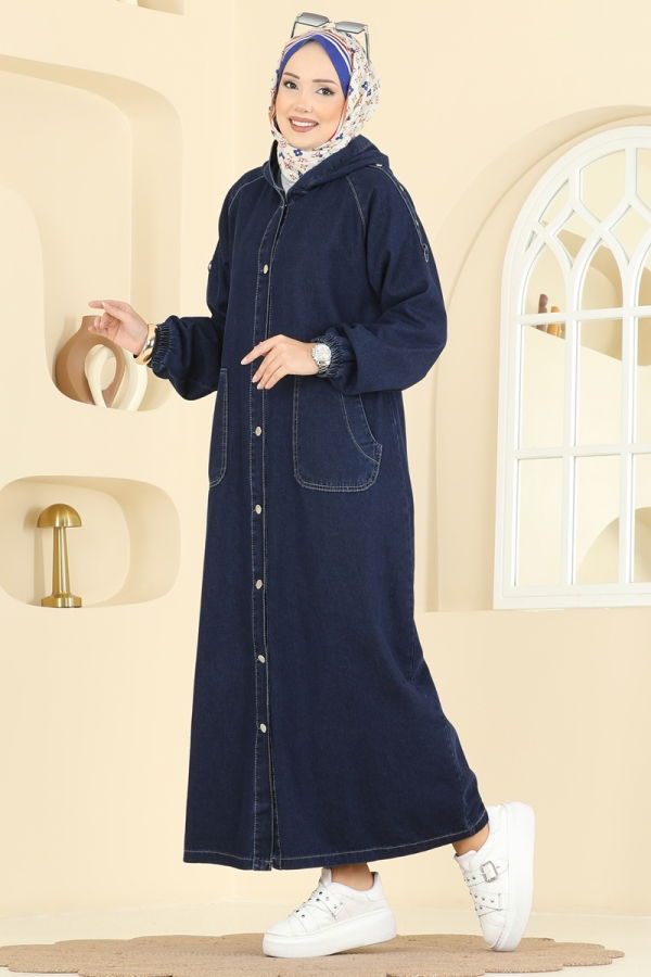 Modaselvim Kap / Kaban Kapüşonlu Kot Kap 1352ORG1169 Koyu Kot