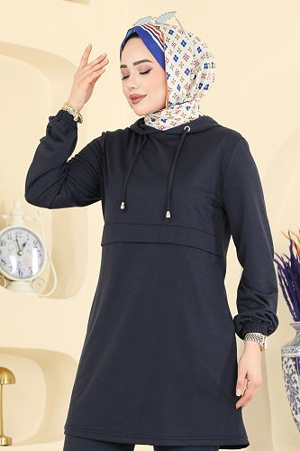 moda selvim Kapüşonlu Rahat 2 li Takım PL9210 Laci - Thumbnail