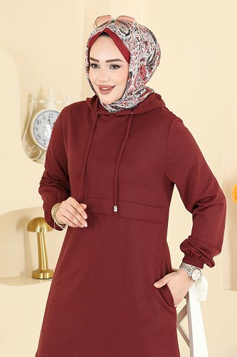 moda selvim Kapüşonlu Rahat İkili Takım PL9210 Bordo - Thumbnail